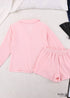 Hiloc Cotton Sleepwear Women Pajama Turn Down Collar Suits With Shorts Long Sleeve Pajamas For Sleep